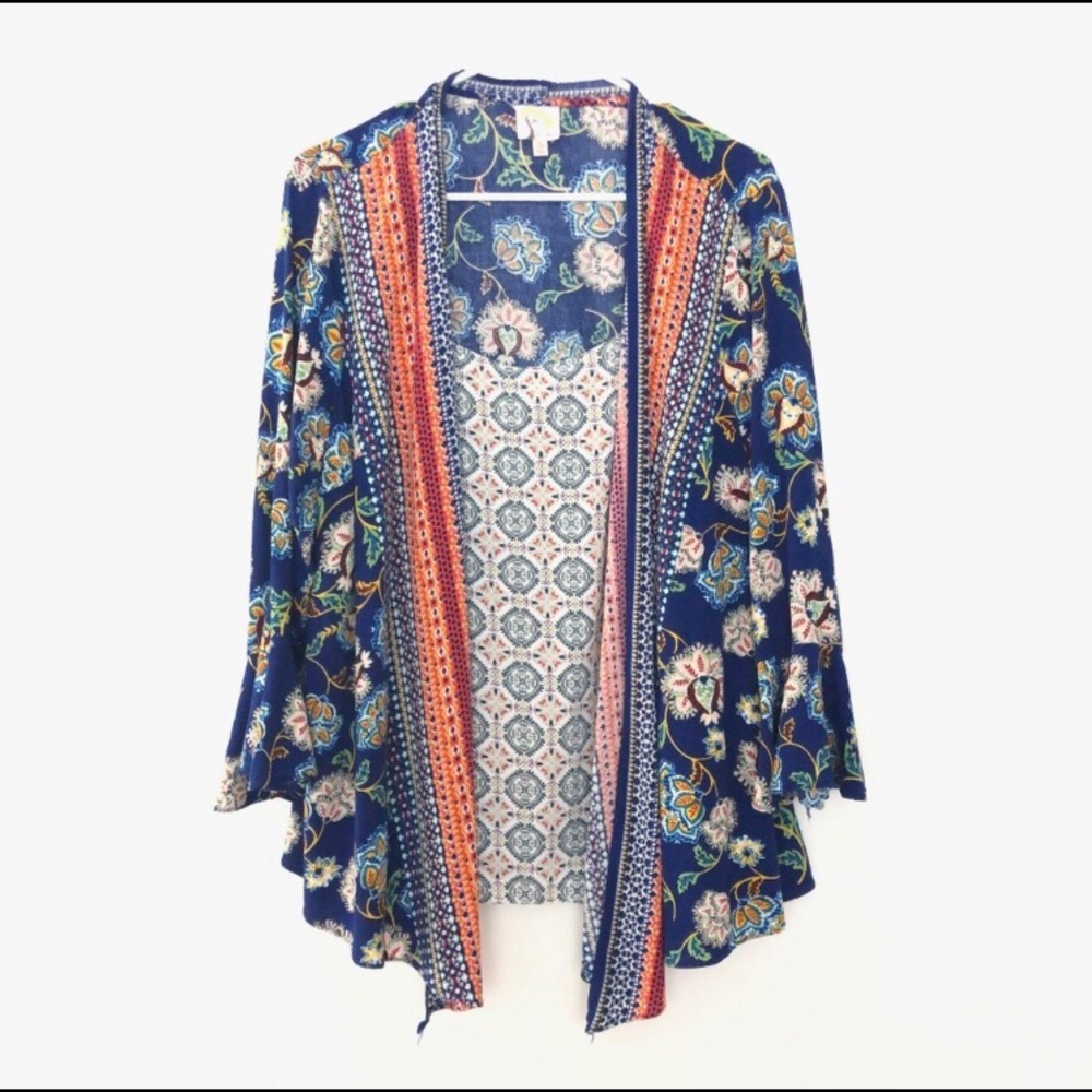 Fig and Flower 2X Floral Boho Cami with Cardigan